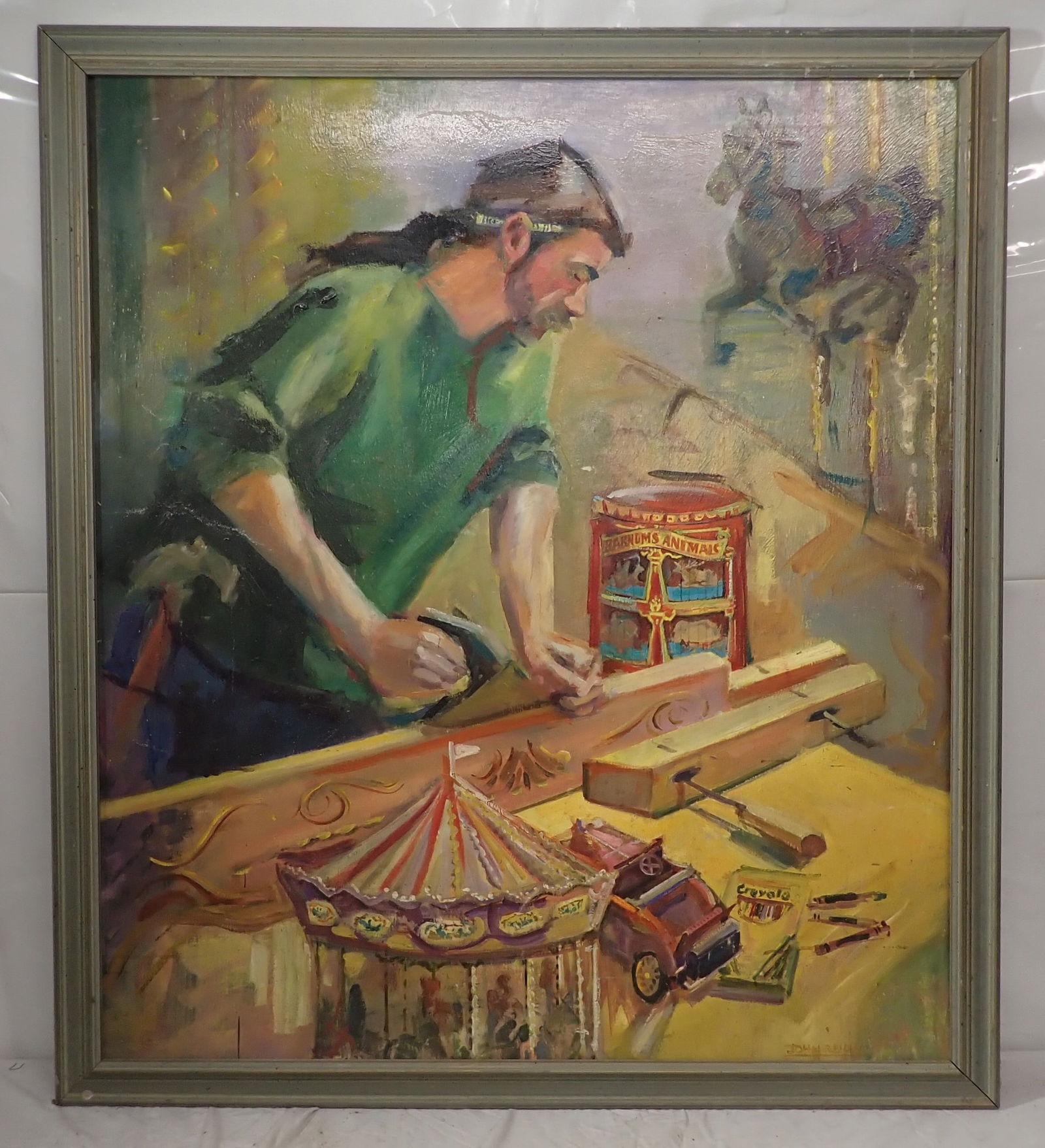 John Reilly Oil on Board Painting: Approx 47" x 53". Signed ! No in house shipping !