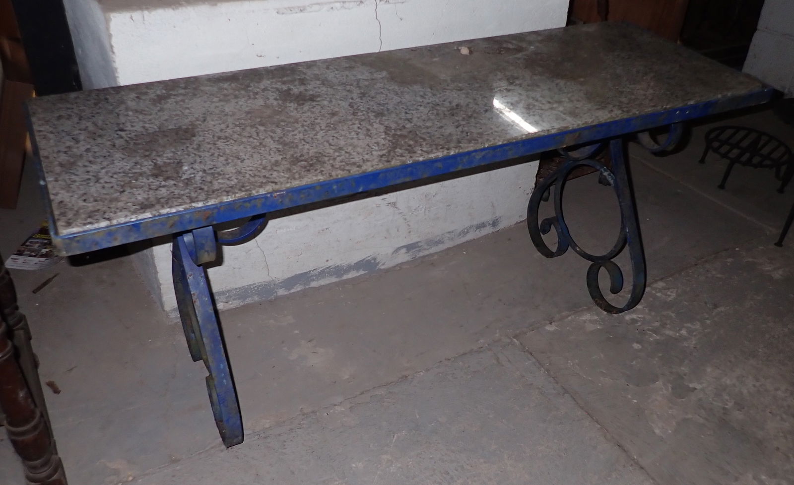 Marble Top Iron Base Plant Stand: Approx 15 1/4" x 45 1/2" x 19 1/2" tall. No in house shipping ! Bring help to load ! Marble is cut about an inch short.