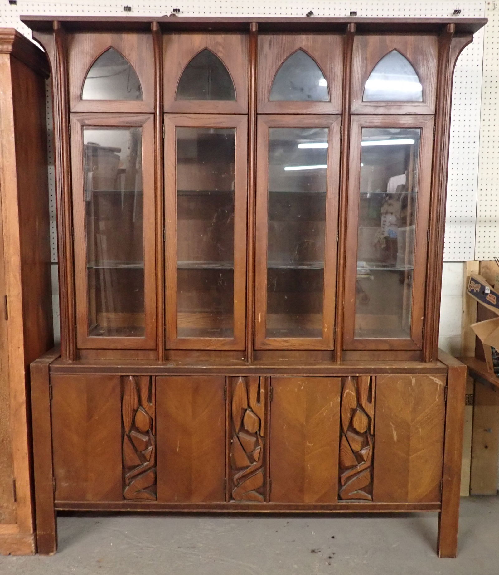 United Mid Century Modern Allura Buffet: Apprx 20 1/4"x 69" x 85" tall. It is 2 piece . Bring proper help to remove. No in house shipping !