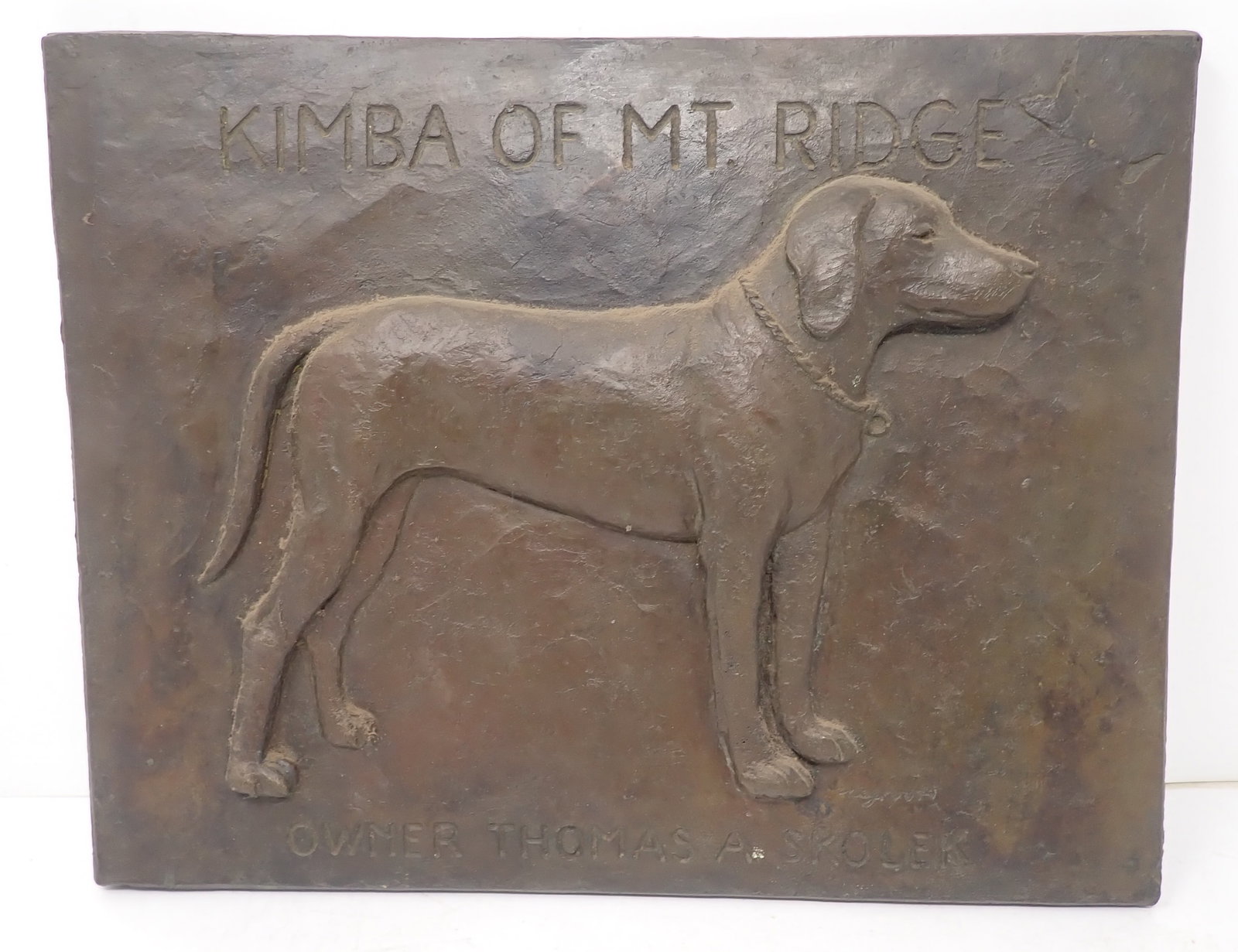 Bronze Dog Plaque: Approx 9 7/8" x 12 5/8". Shipping available