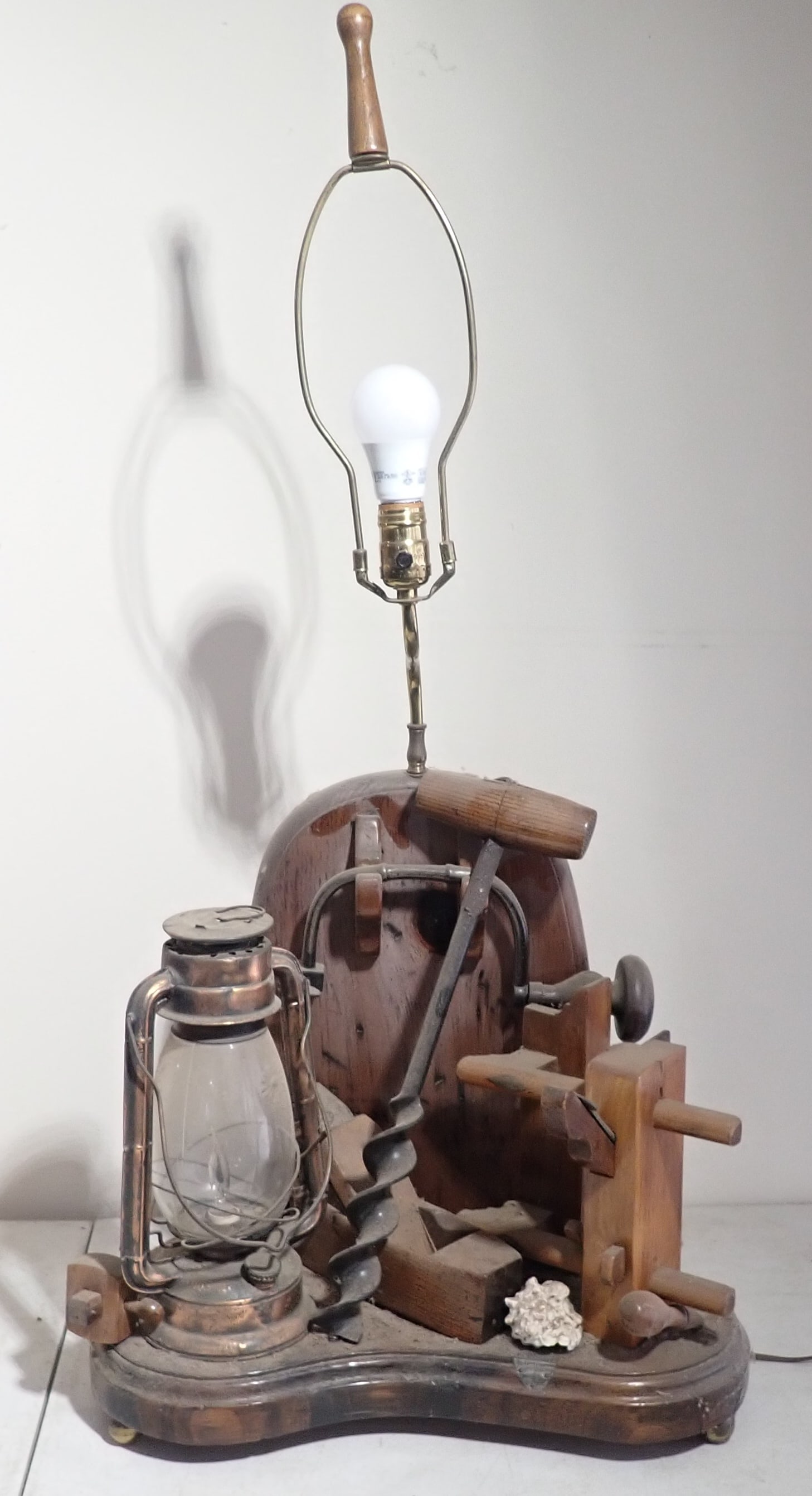 Nightwatch Woodworkers Table Lamp w/ Planes & Misc: Approx 37 1/2" tall. No in house shipping !