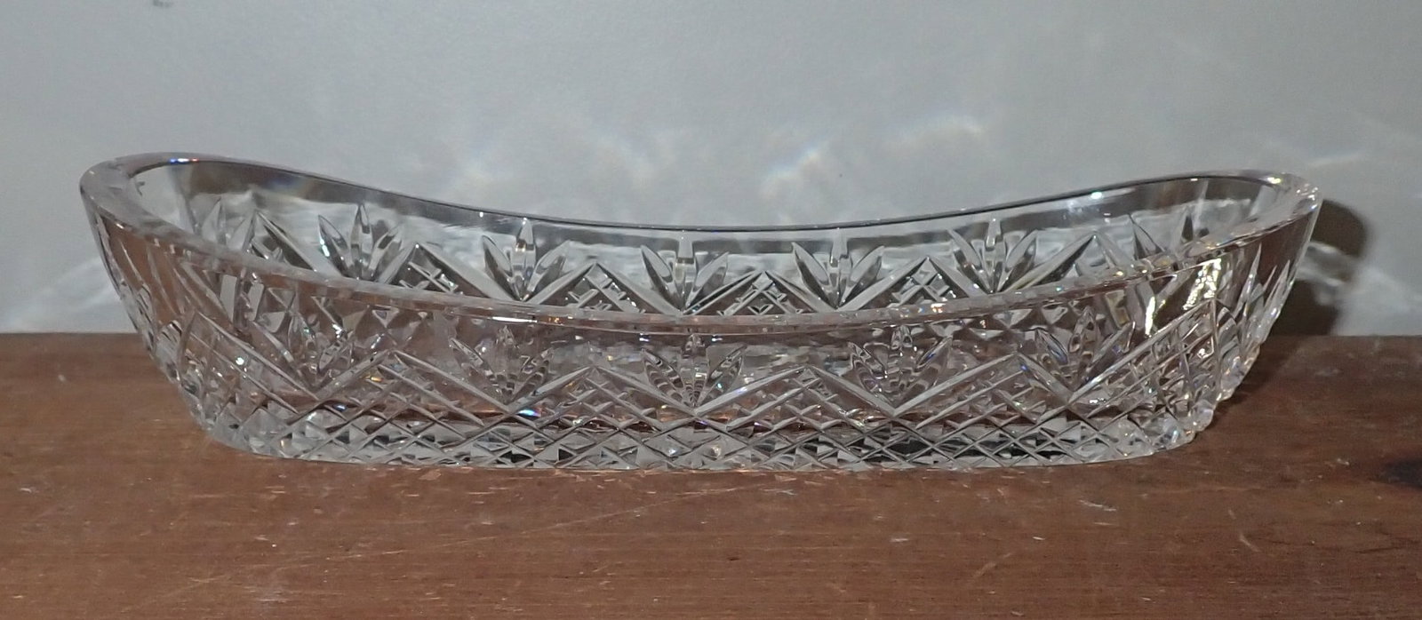 Waterford Crystal Oval Celery Dish: Approx 3 5/8" x 9 7/8" x 2 1/8" tall. Marked Waterford. Shipping available