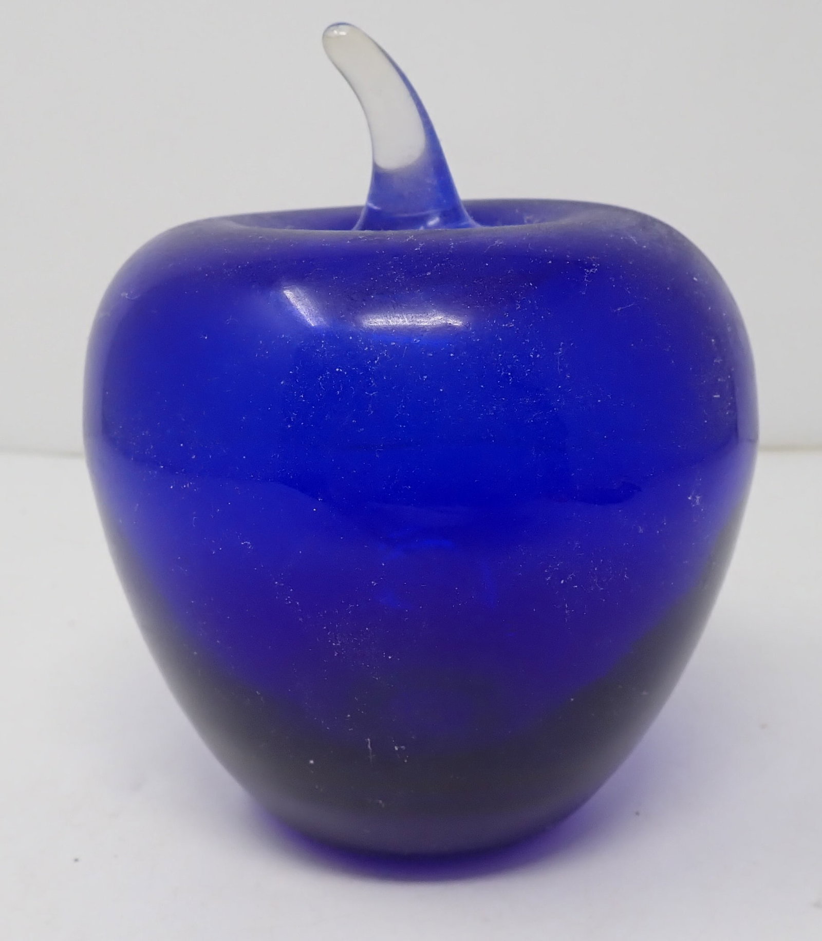 Blown Cobalt Glass Apple: Apprx 4" in diameter and 5 1/4" tall. Shipping available