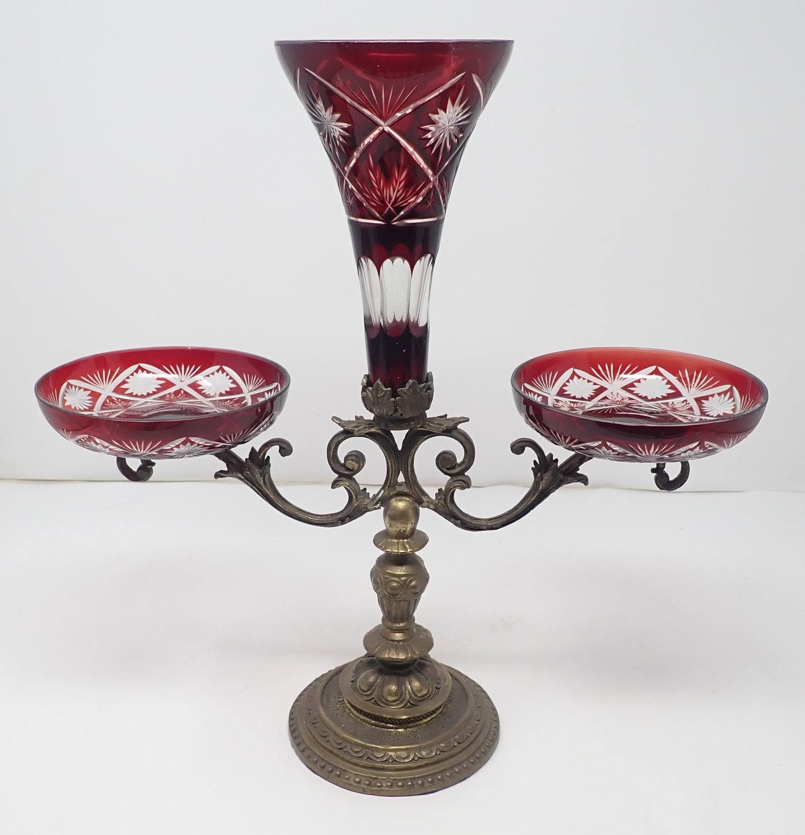 Bohemian Ruby Cut to Clear Epergne (1 of 4)