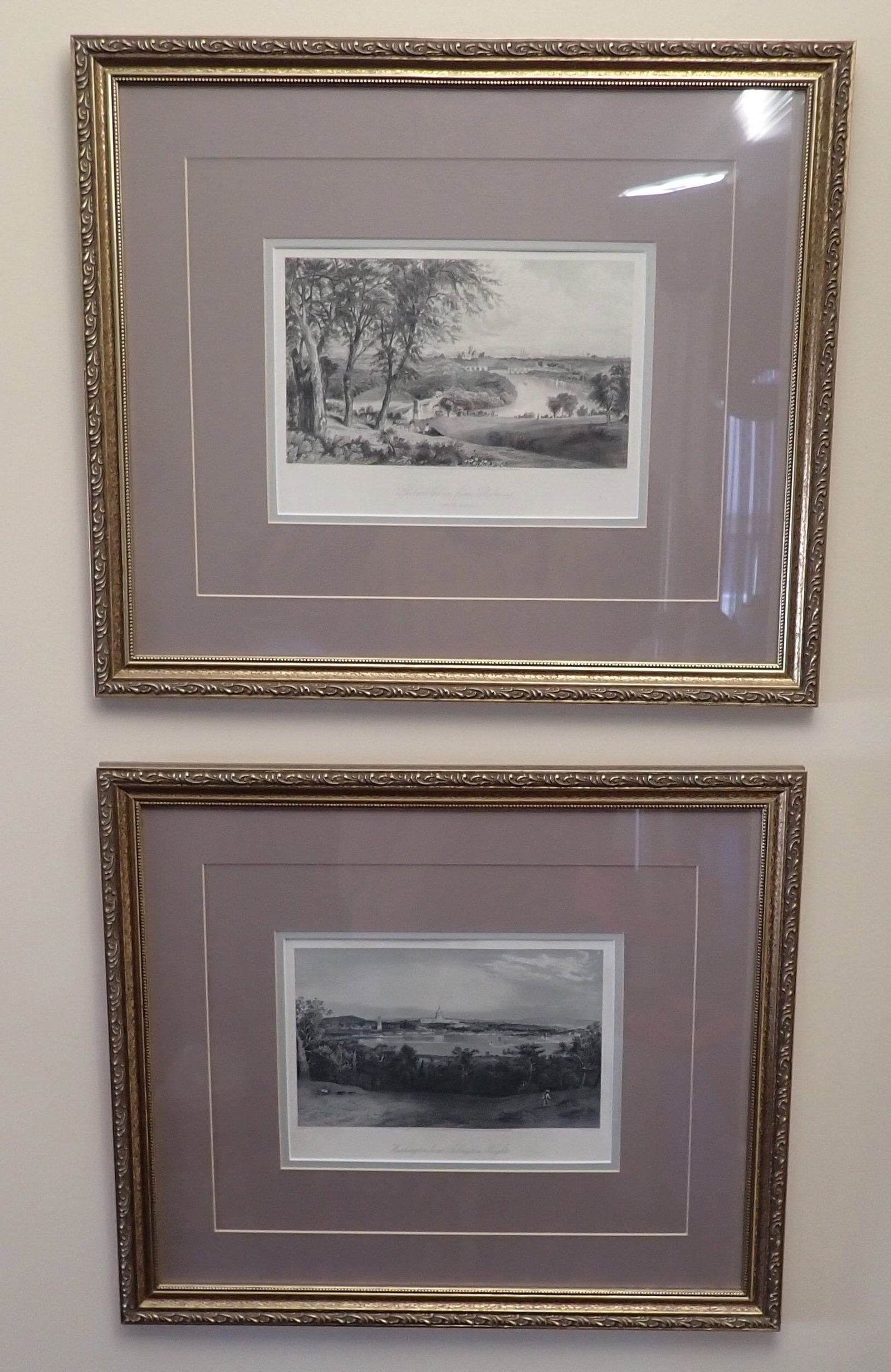 2 R. Hinshelwood Engravings Philadelphia & Washington: Approx 17" x 19 1/2". Shipping available ($40 handling charge, plus postage)