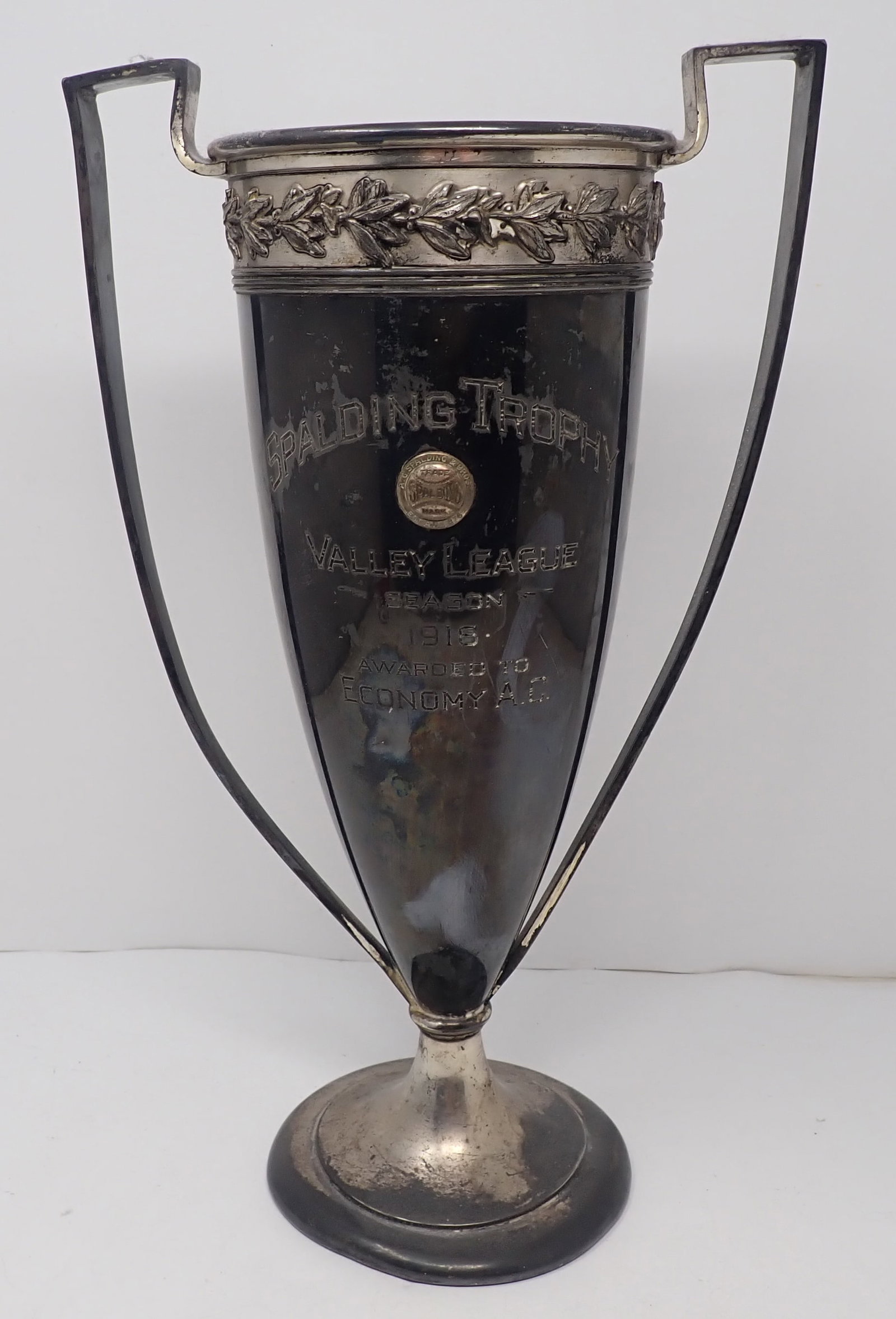 1916 Spalding Valley League Trophy: Apprx 5" in diameter and 14" tall. Shipping available
