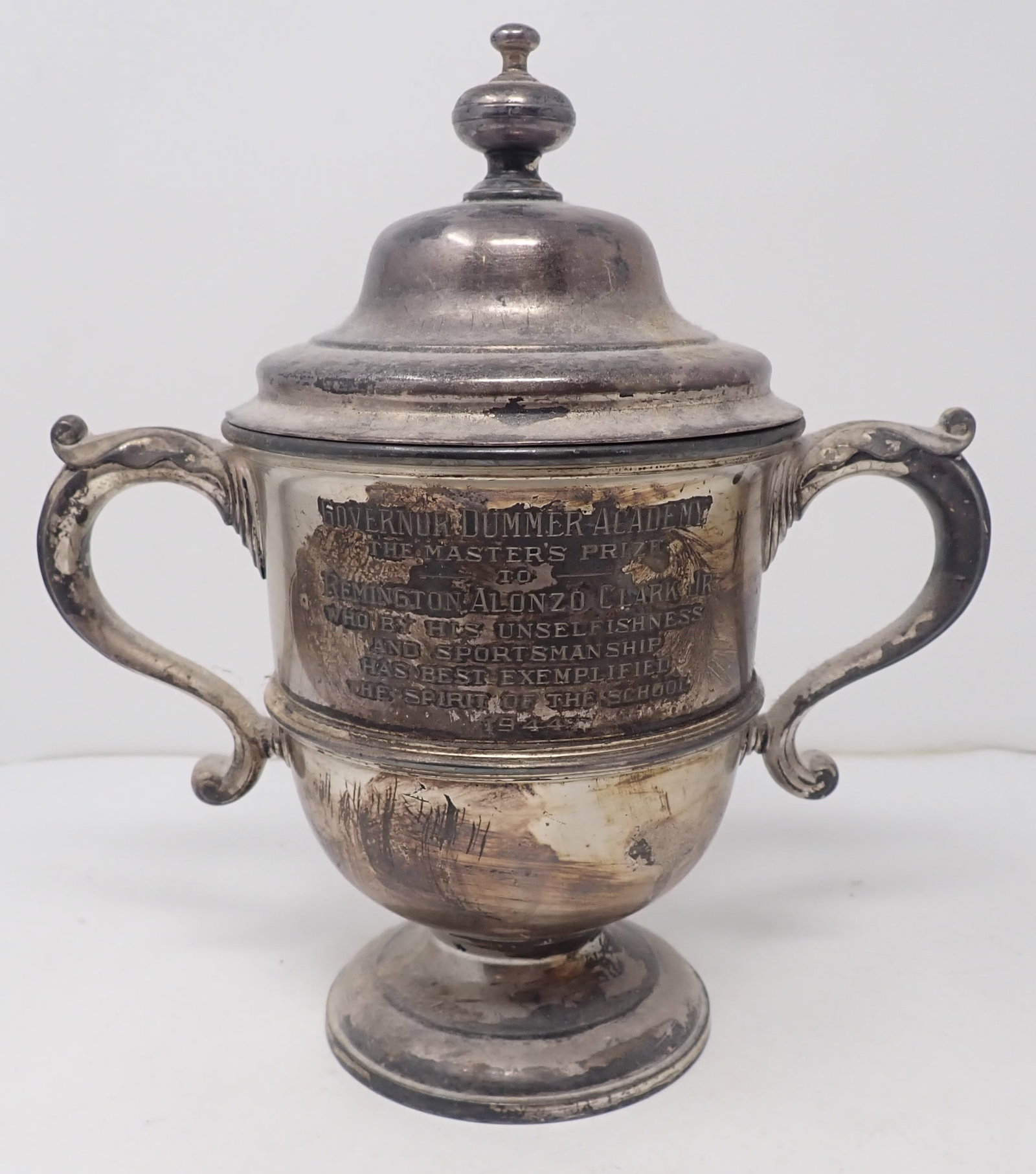 1944 Governor Dummer Academy Trophy: Wallace Trophy - Apprx 5" in diameter and 9 1/4" tall. Shipping available