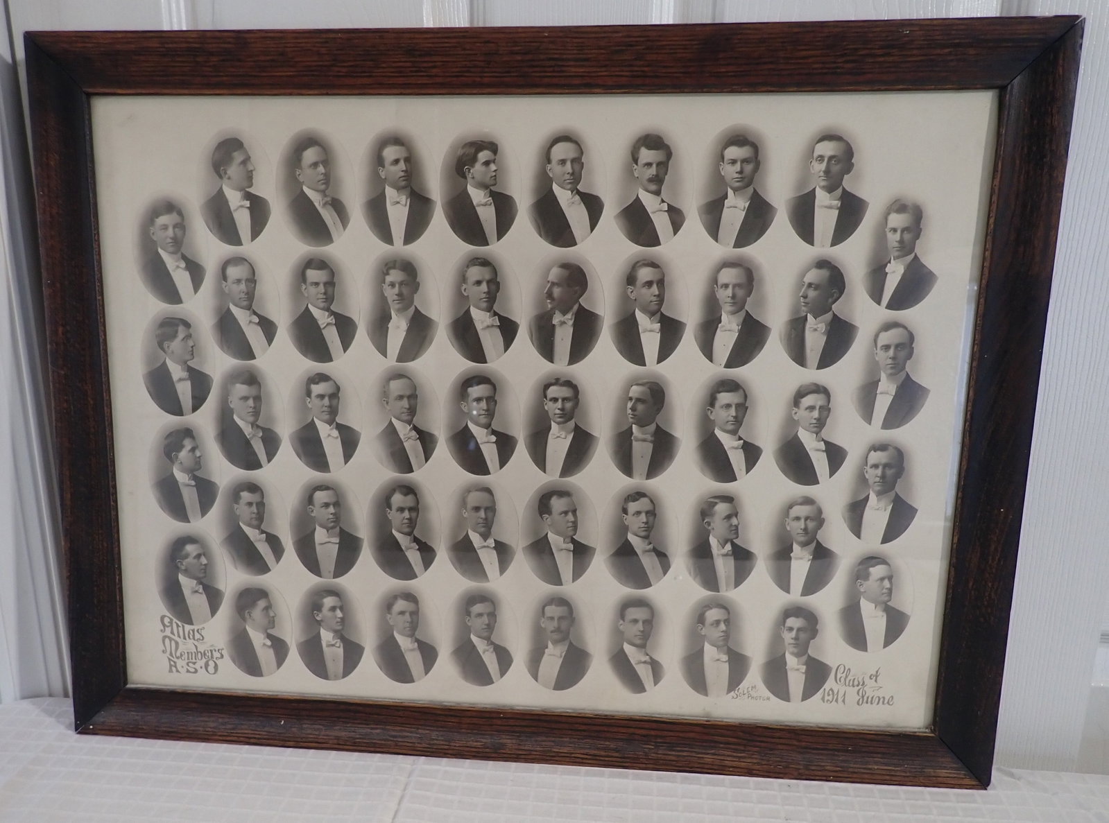 1911 Atlas Members ASO Class Photo by Solem: Approx 19 1/4" x 25 1/2". Shipping available ($40 handling charge, plus postage)