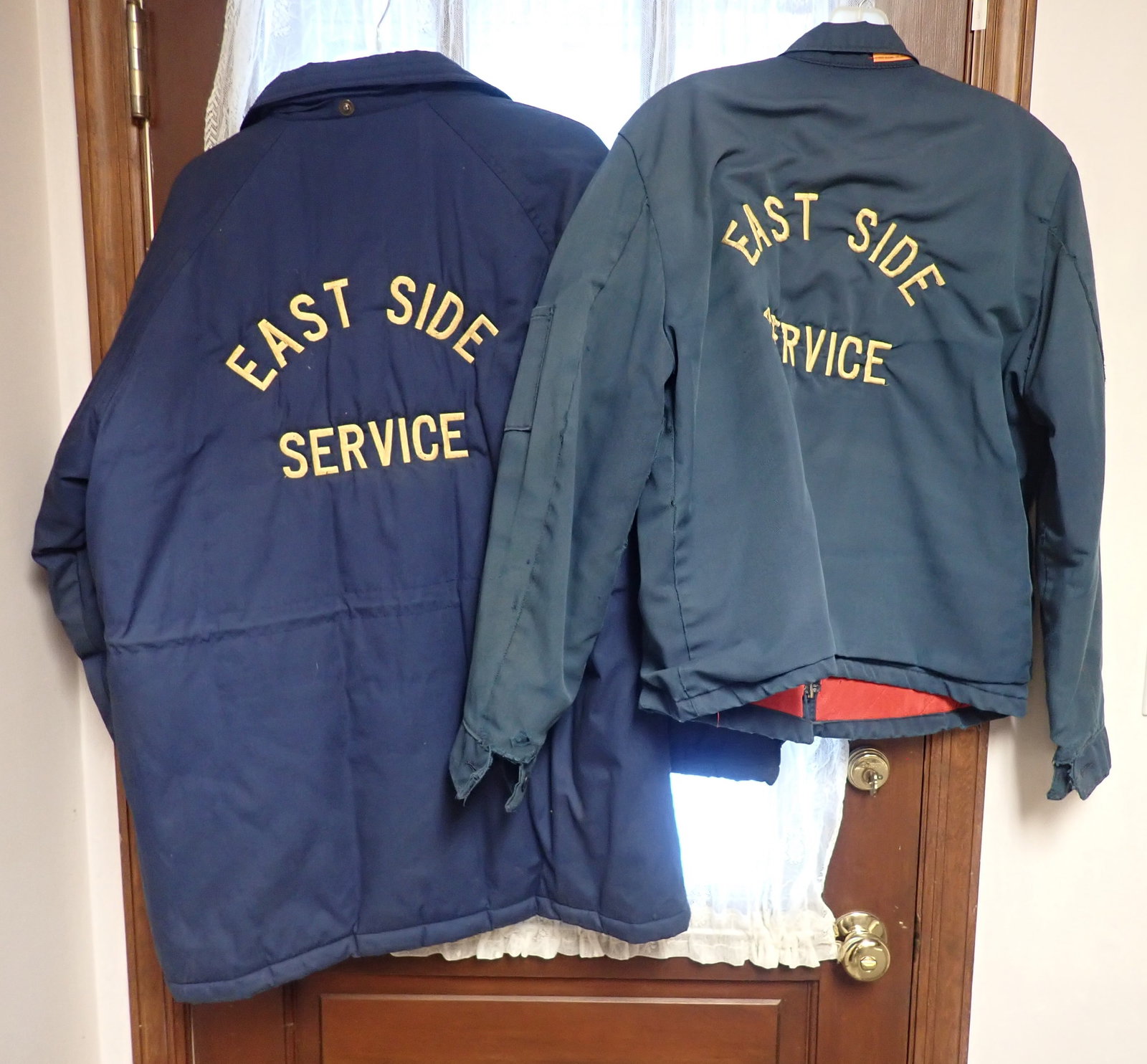 East Side Service Coats: Left one is a medium. No size on right one. Shipping available