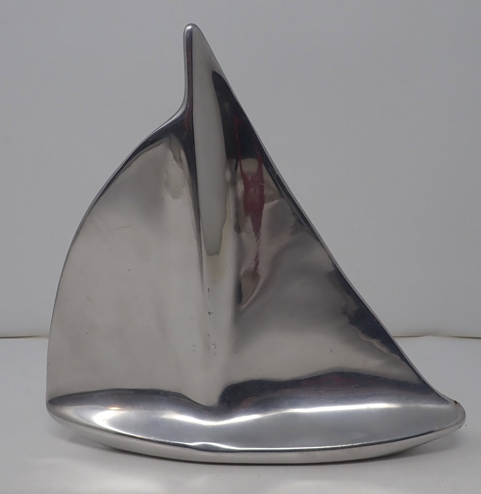Signed Aluminum Sailboat: Approx 8 7/8" long and 8 1/2" tall. Shipping available