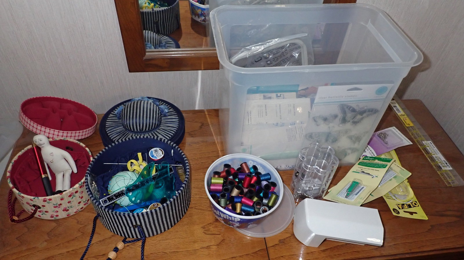 Sewing Boxes, Pin Cushions, Thread, & Misc: Shipping available