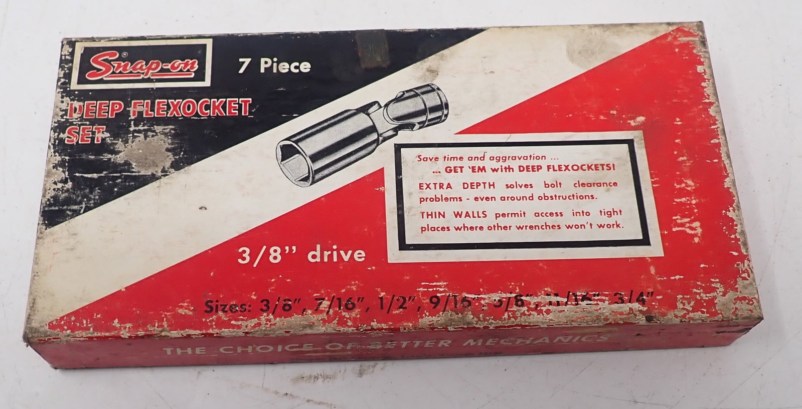 Snap On 3/8" Drive Deep Flex Sockets: Part # 207-FSU . Missing one. Shipping available