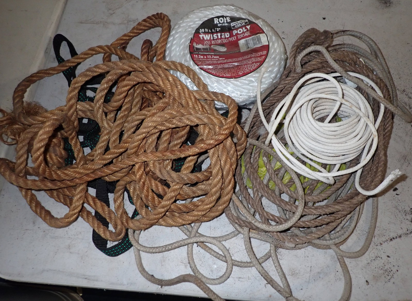 Rope: Largest is 1/2". Shipping available