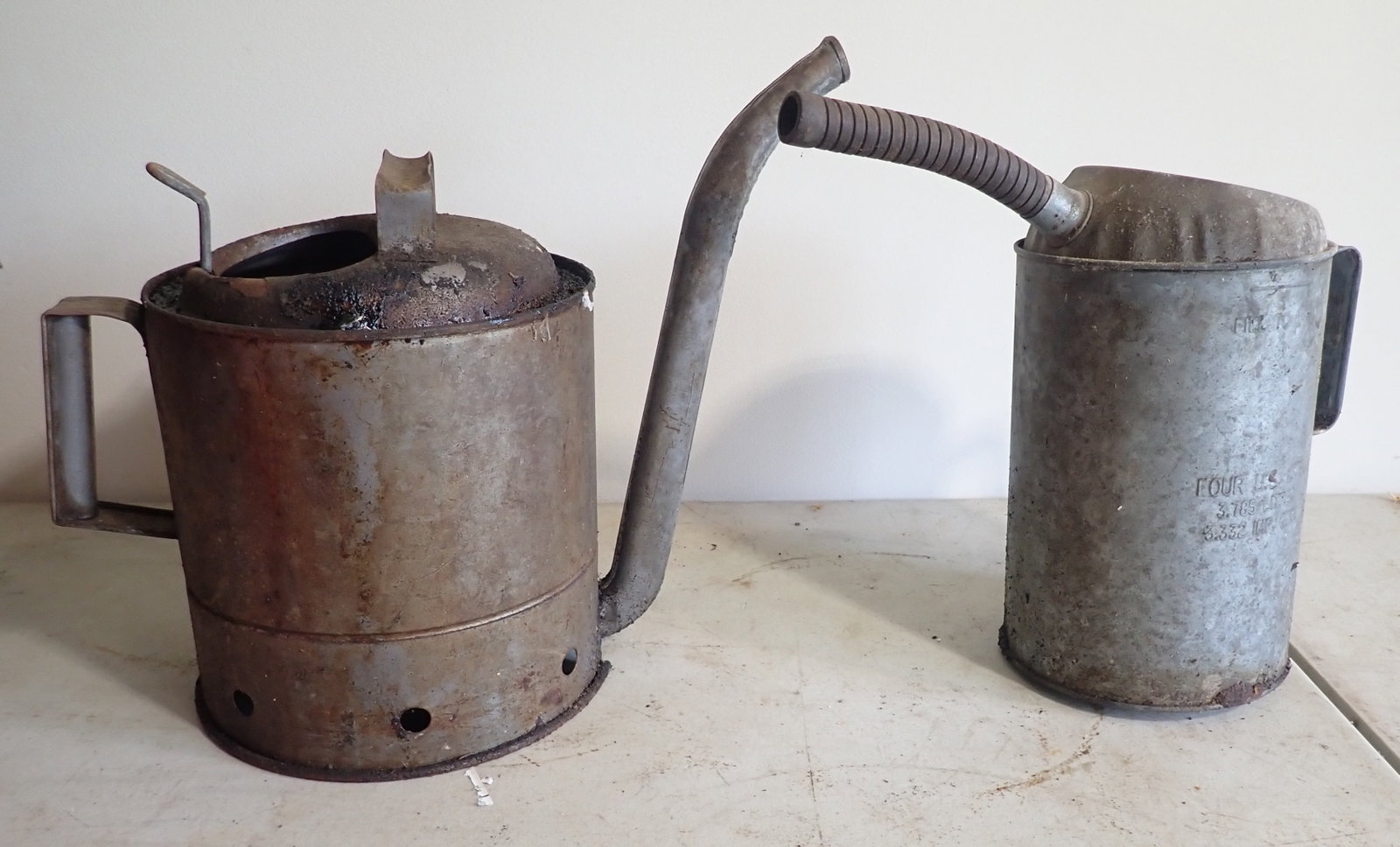 2 Galvanized Service Station Oil Cans (1 of 1)