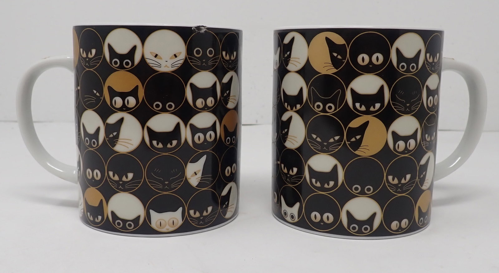 Jewel Japan Cat Coffee Mugs: Approx 3" in diameter and 3 3/8" tall. Shipping available