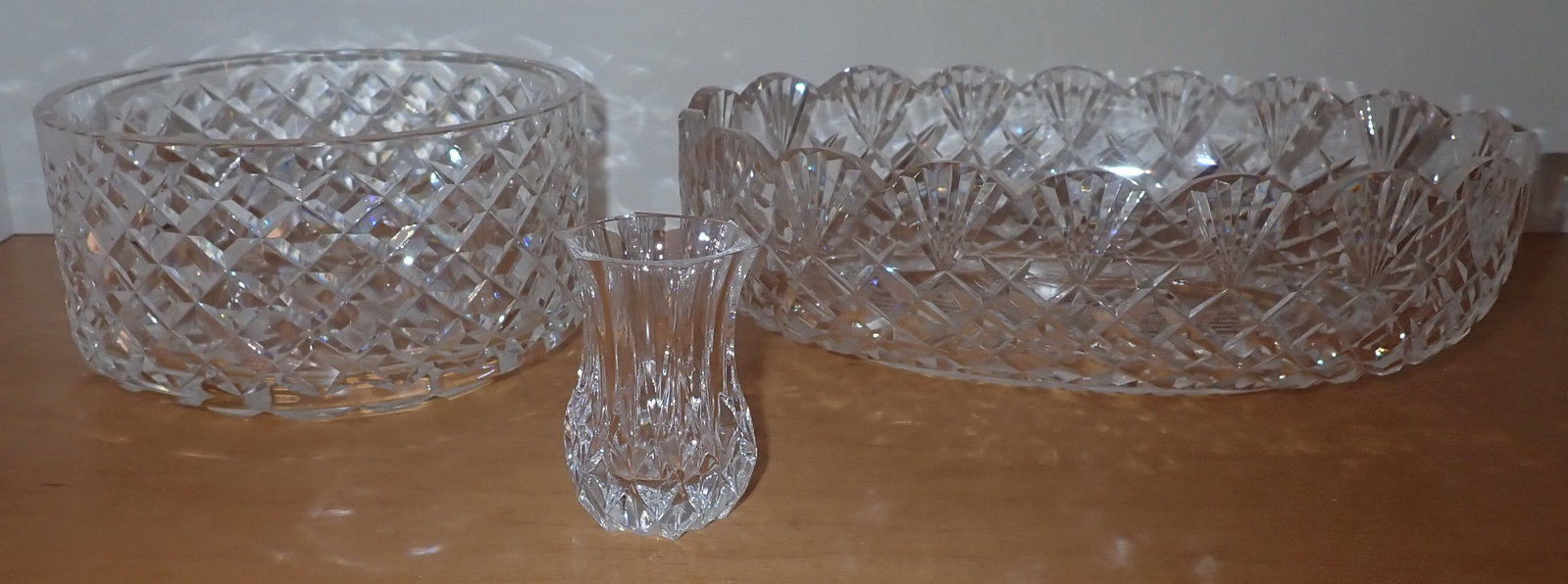 Crystal Bowls & Toothpick Holder: Largest is approx 7 1/2" x 10 7/8" x 3 1/2" tall. Shipping available ($20 handling charge, plus postage)