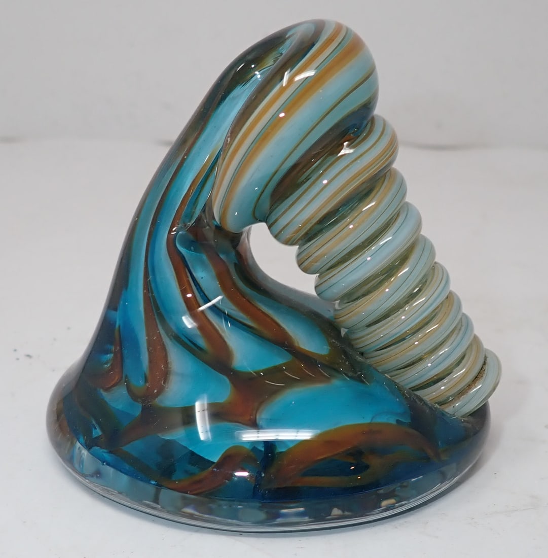 Art Glass Pen Holder: Approx 3 1/8" in diameter and 3 1/4" tall. Shipping available