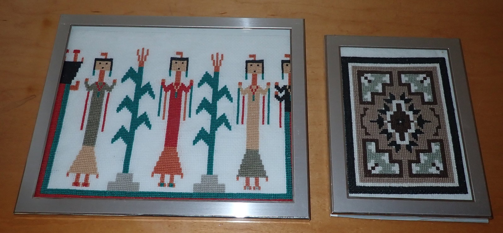 2 Roberta Bell Needlepoints: Wife of Artist Bill Bell. Largest is approx 9" x 11". Shipping available