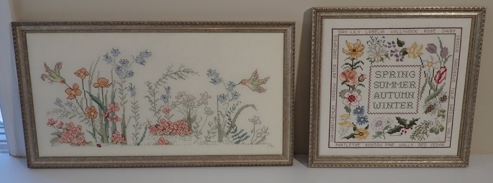2 Roberta Bell Needlepoints: Wife of Artist Bill Bell. Largest is approx 10 5/8" x 19 1/2. Shipping available ($20 handling charge, plus postage)