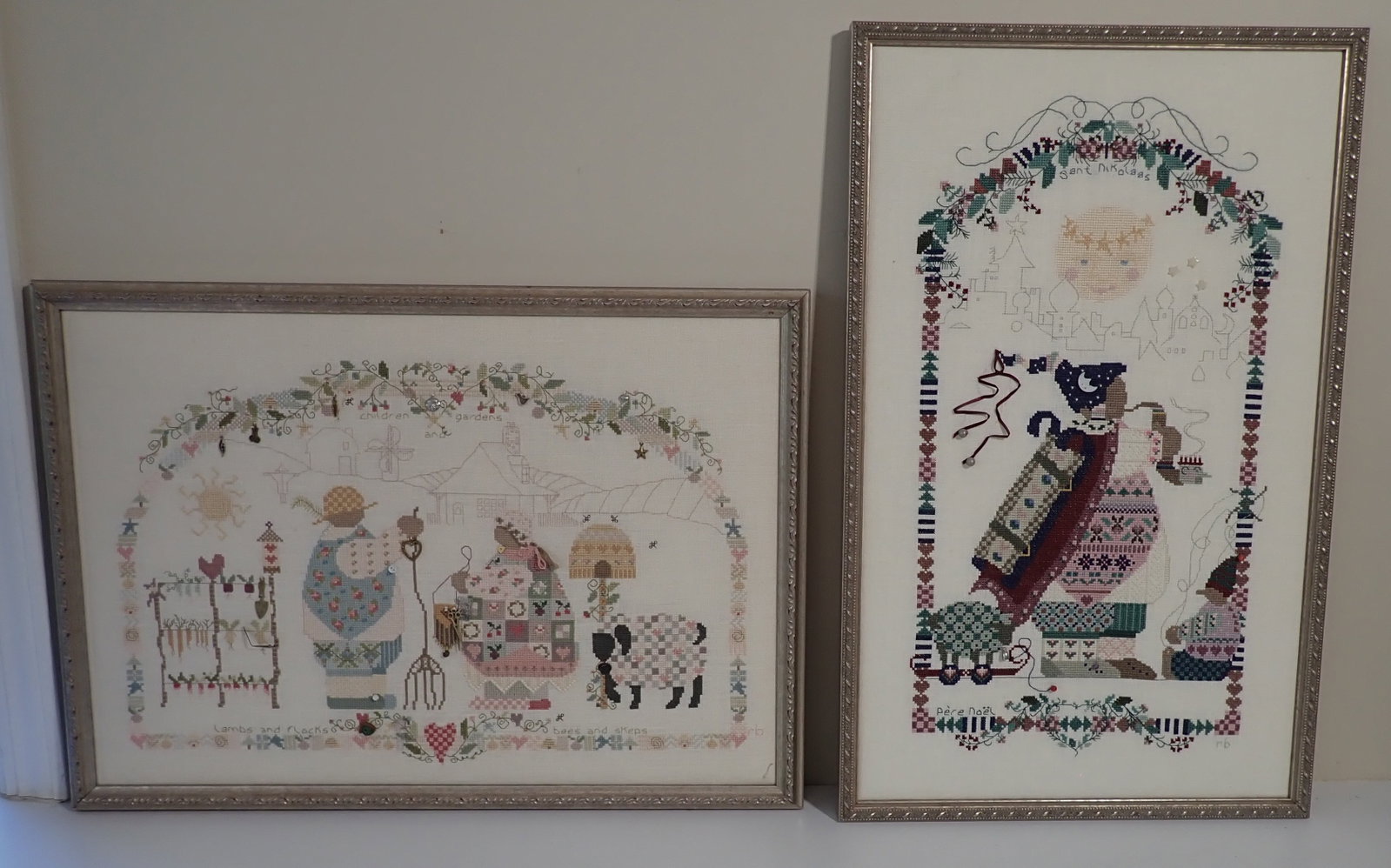 2 Roberta Bell Needlepoints: Wife of Artist Bill Bell. Right one is approx 13 1/2" x 21 1/2" and initialed. Shipping available ($20 handling charge, plus postage)