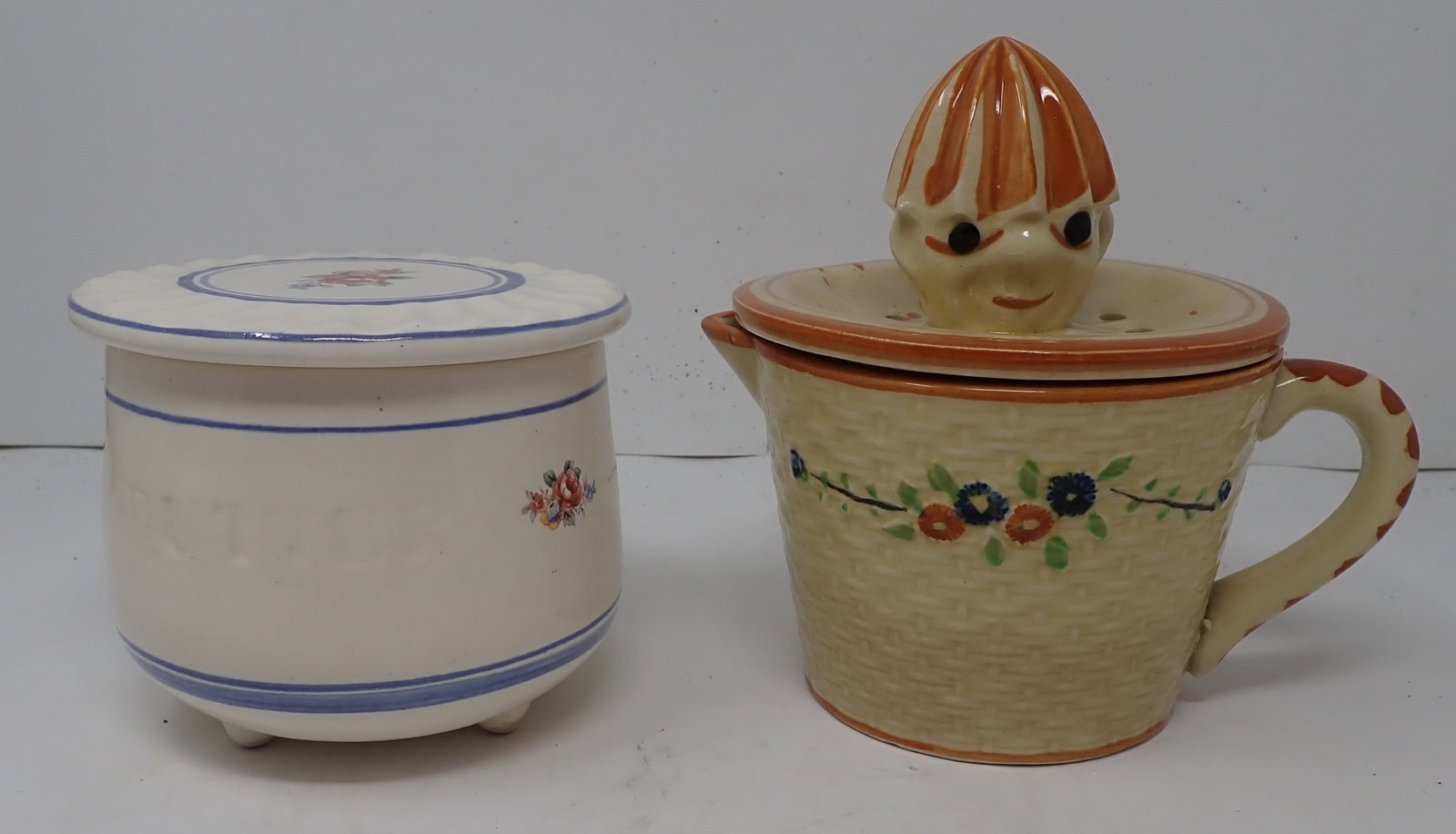 Butter Dish & Juicer: Juicer is approx 6 1/4" tall. Shipping available