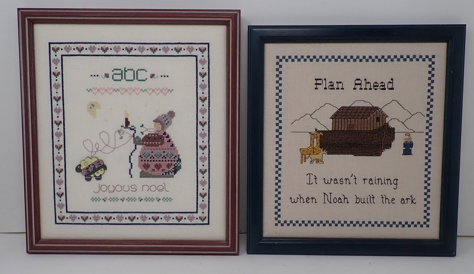 2 Roberta Bell Needlepoints: Wife of Artist Bill Bell. Largest is approx 10 1/4" x 11 3/8". Shipping available ($15 handling charge, plus postage)