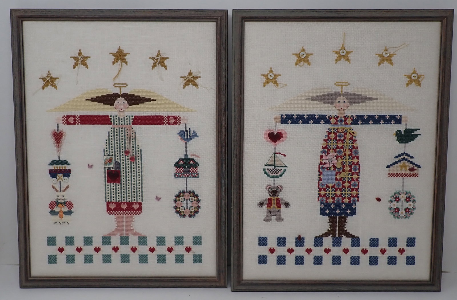 2 Roberta Bell Needlepoints: Wife of Artist Bill Bell. Apprx 11 1/8" x 1 3/4". Shipping available ($15 handling charge, plus postage)