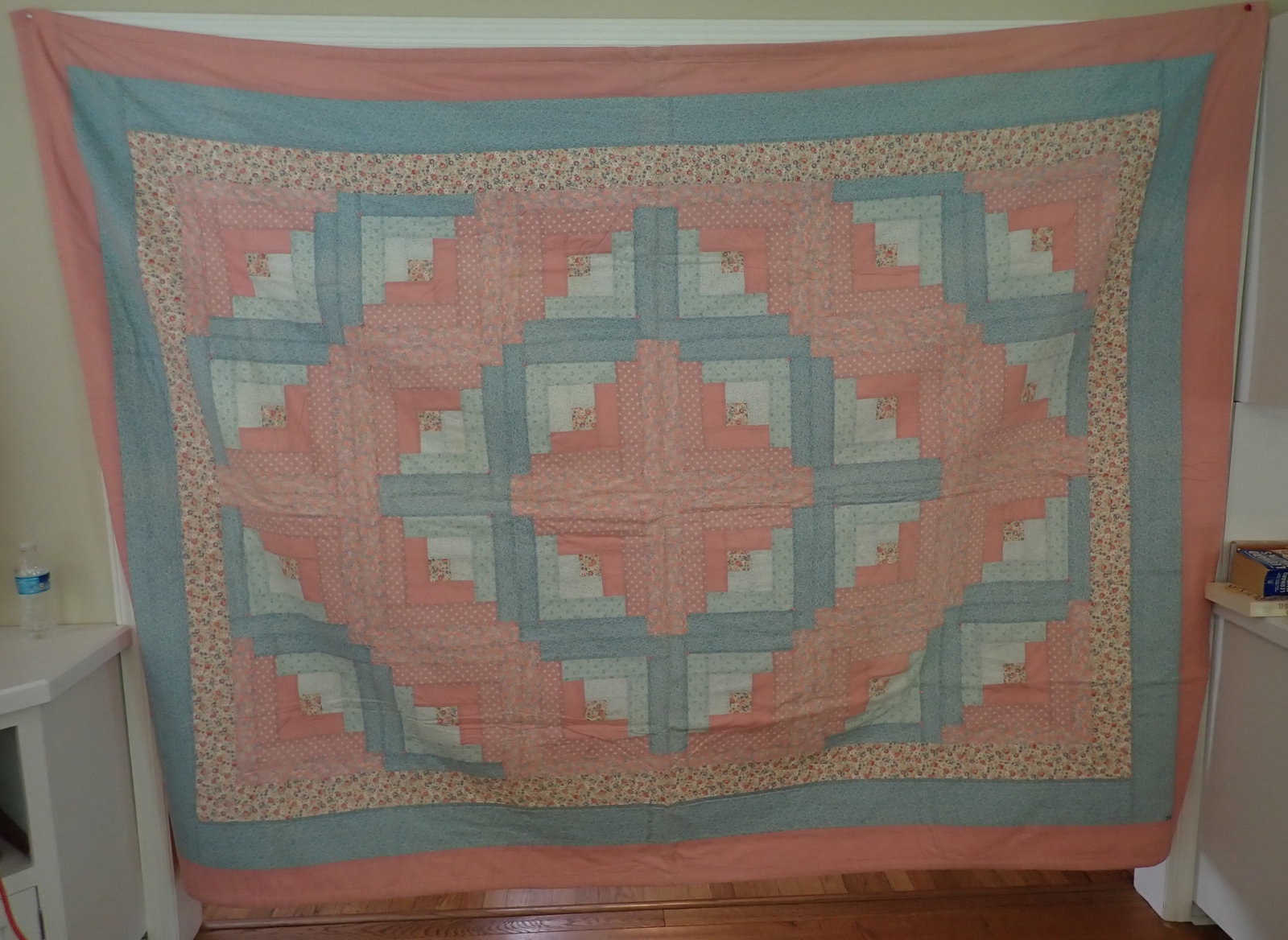 Roberta Bell Signed Quilt: Approx 72" x 96". Initialed in corner. Shipping available