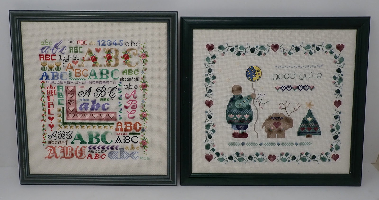 Roberta Bell Sampler & Needlepoint: Wife of Artist Bill Bell. Largest is approx 10 1/2" x 11 1/2". Shipping available ($15 handling charge, plus postage)