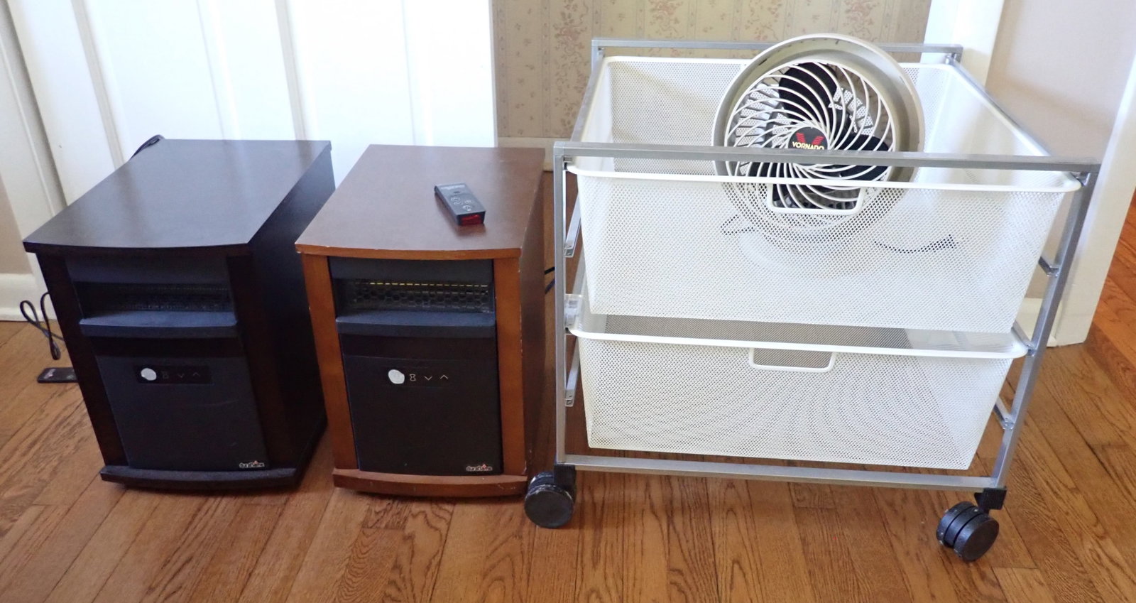 2 Electric Heaters, Fan, & Rolling Storage: NO in house shipping !