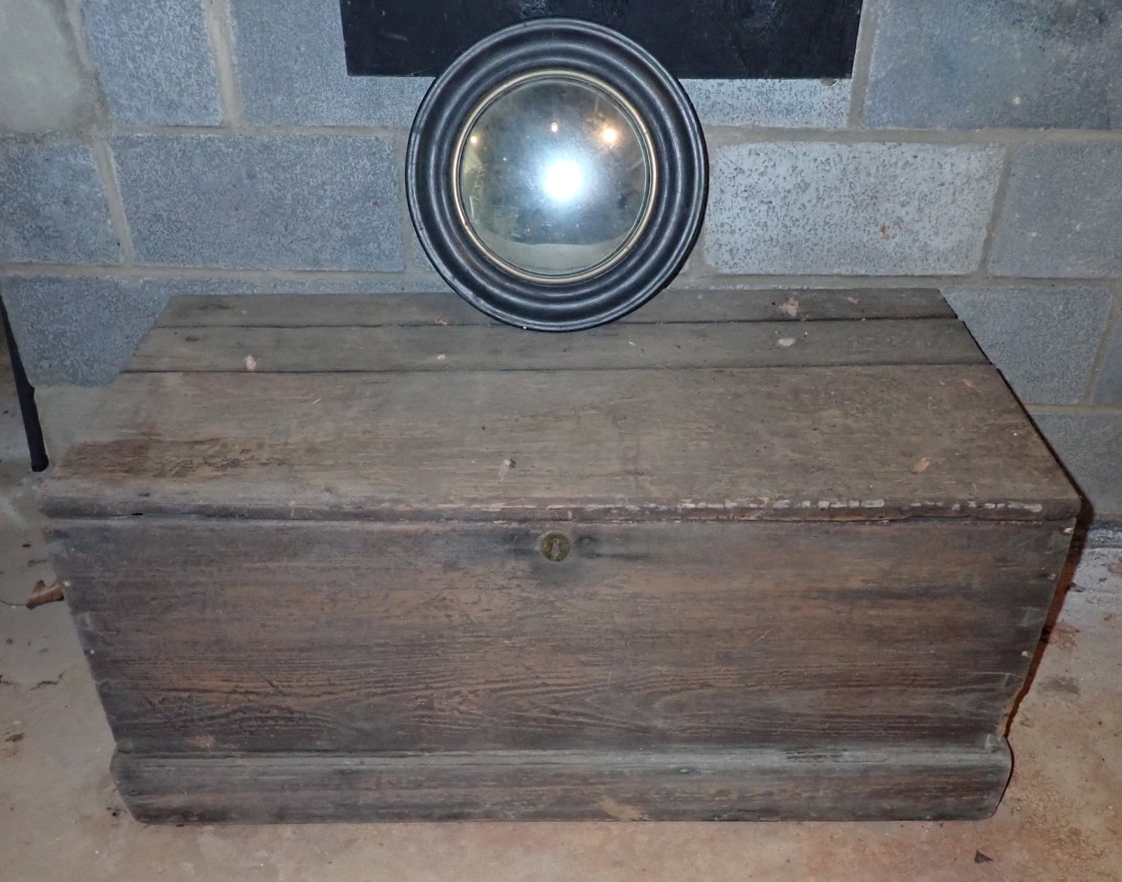 Wood Chest & Mirror: Chest is approx 19 1/2" x 42" x 20" tall. No in house shipping ! Bring help to load !