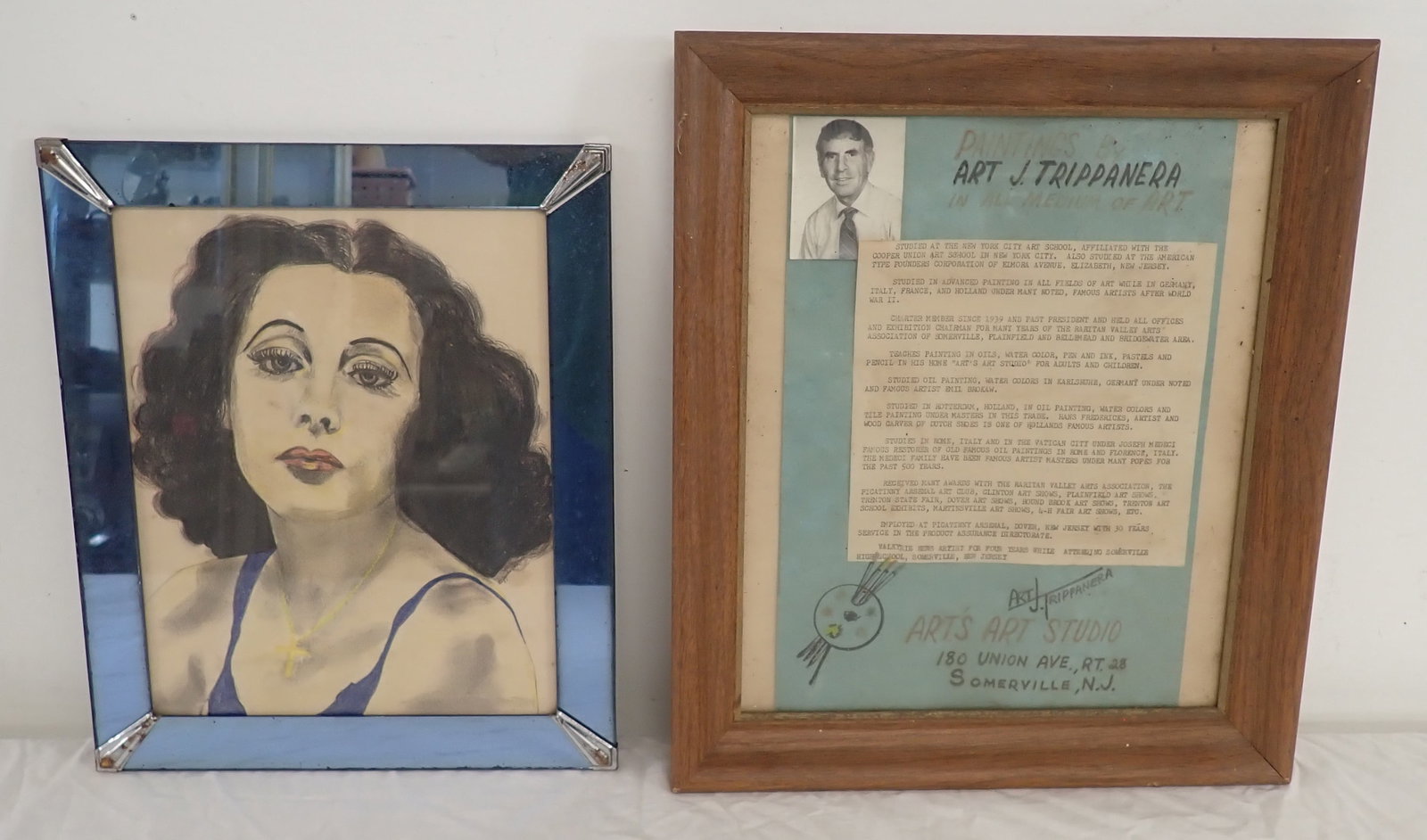 Art Trippanera Framed Biography & Drawing in Art Deco Frame: Art Deco frame is approx 10" x 12". Shipping available ($20 handling charge, plus postage)
