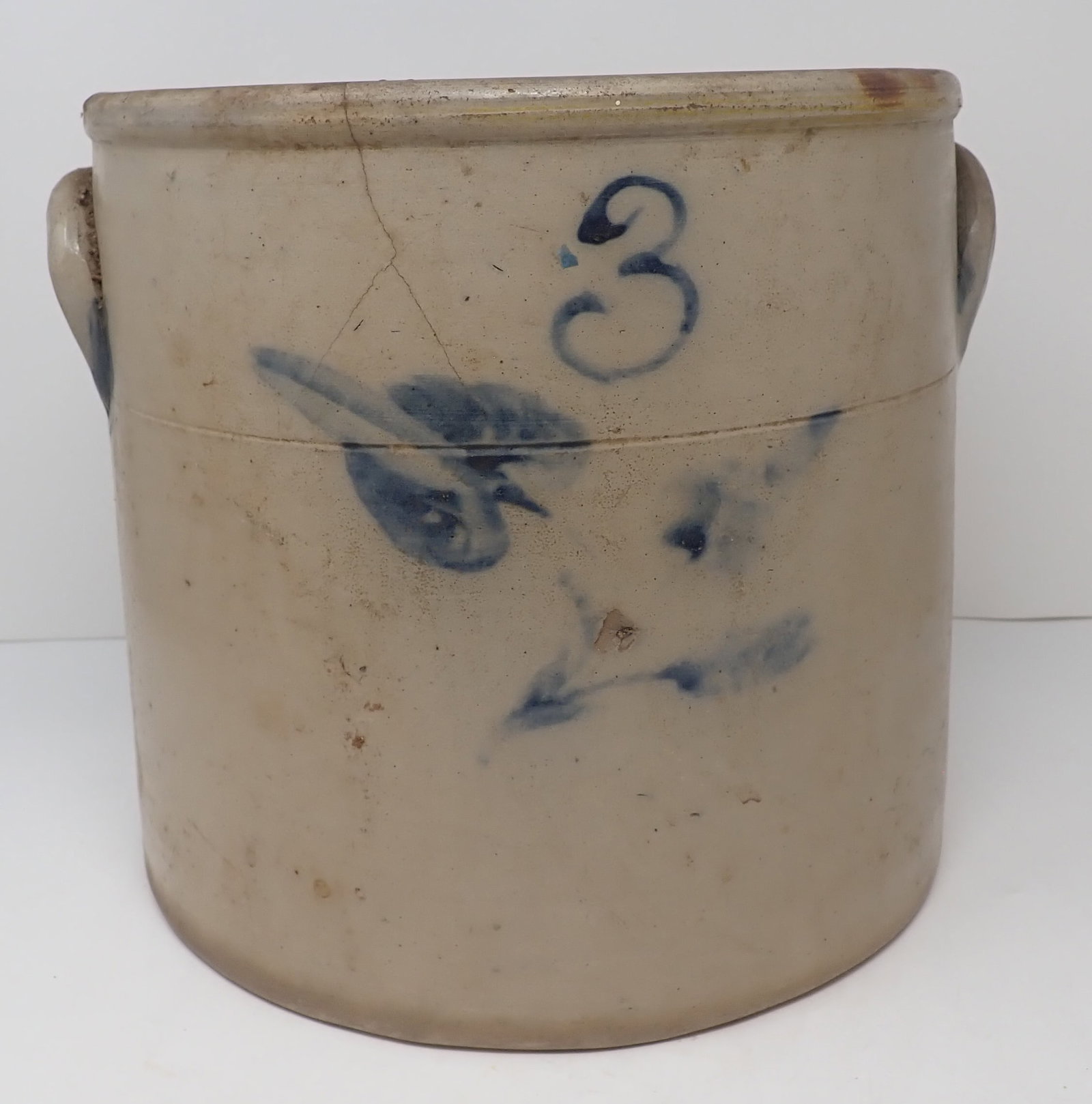 3 Gallon Blue Decorated Stoneware Crock (1 of 8)