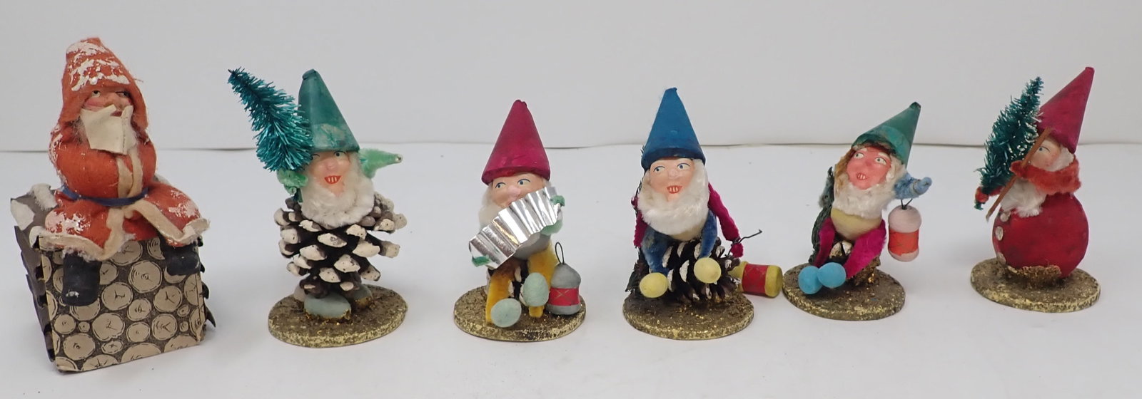 PineCone Elfs & Christmas Figures: Tallest is approx 4" tall. Shipping available