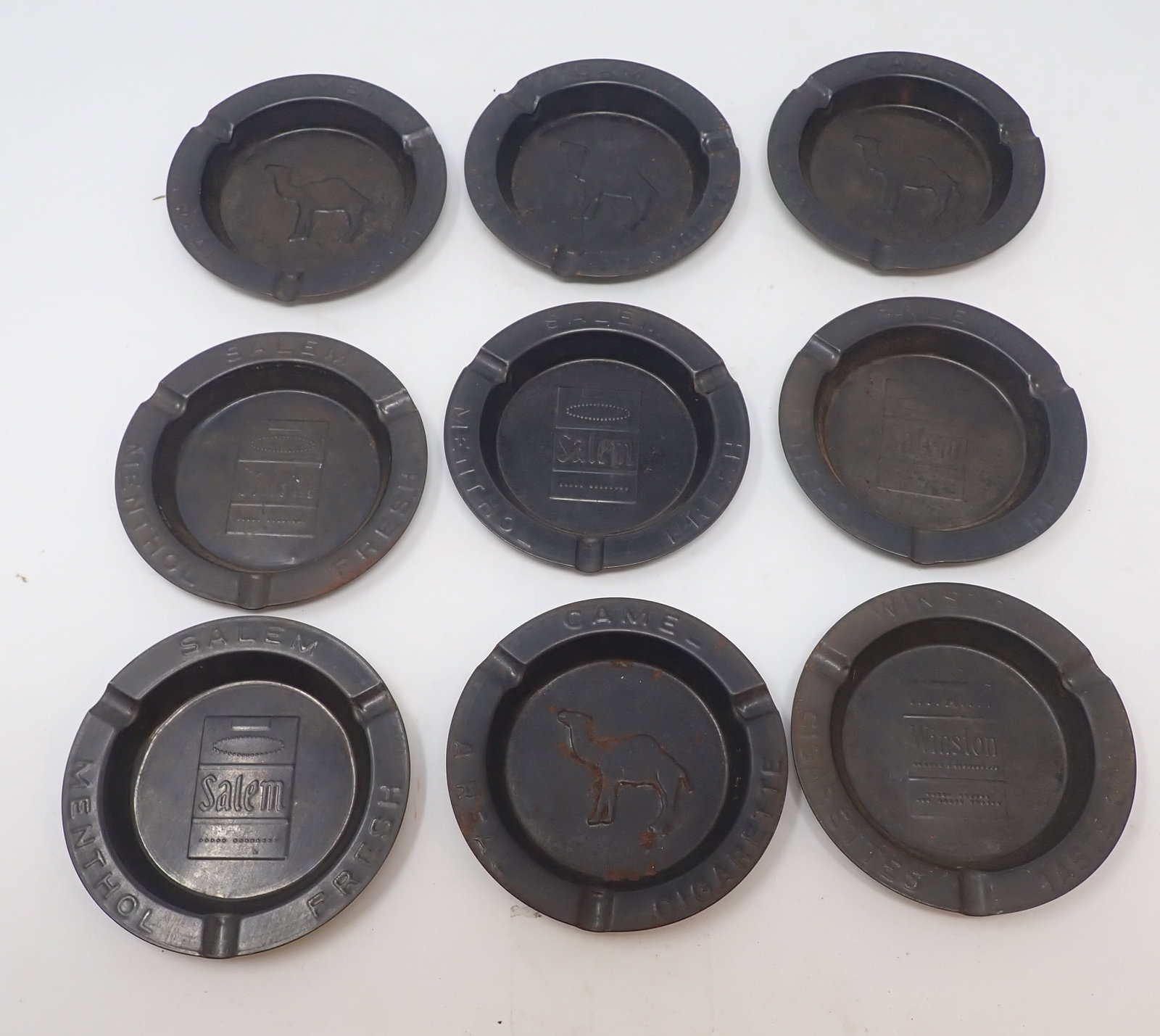 Salem , Camel ,& Winston Tin Ashtrays (1 of 6)