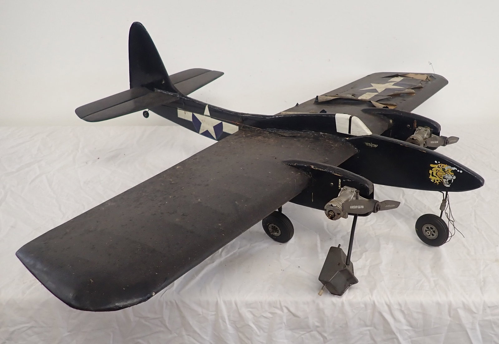 Military Control Line Airplane w/ 2 Fox 15 Engines (1 of 7)