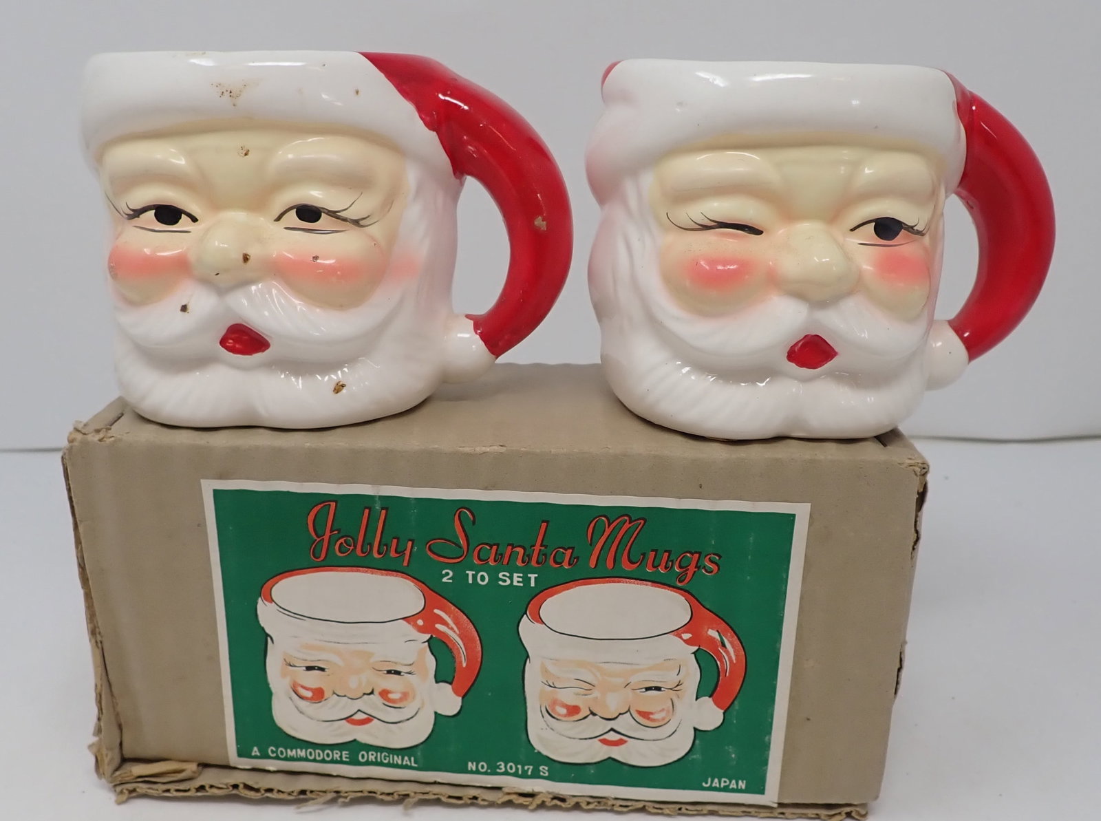 Jolly Santa Mugs: Apprx 3 1/8" tall. Shipping available