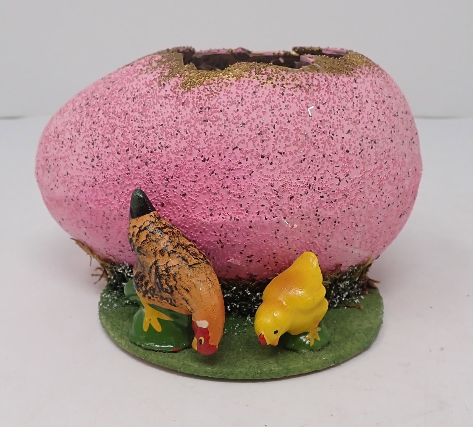 Paper Mache Egg w/ Chicken & Chick (1 of 3)