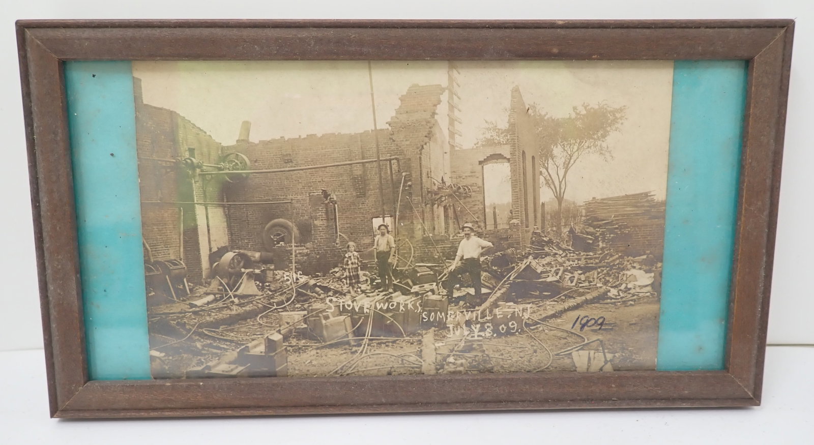 1909 Stoveworks Somerville Pa Framed Postcard: Approx 4" x 7 1/2". Shipping available
