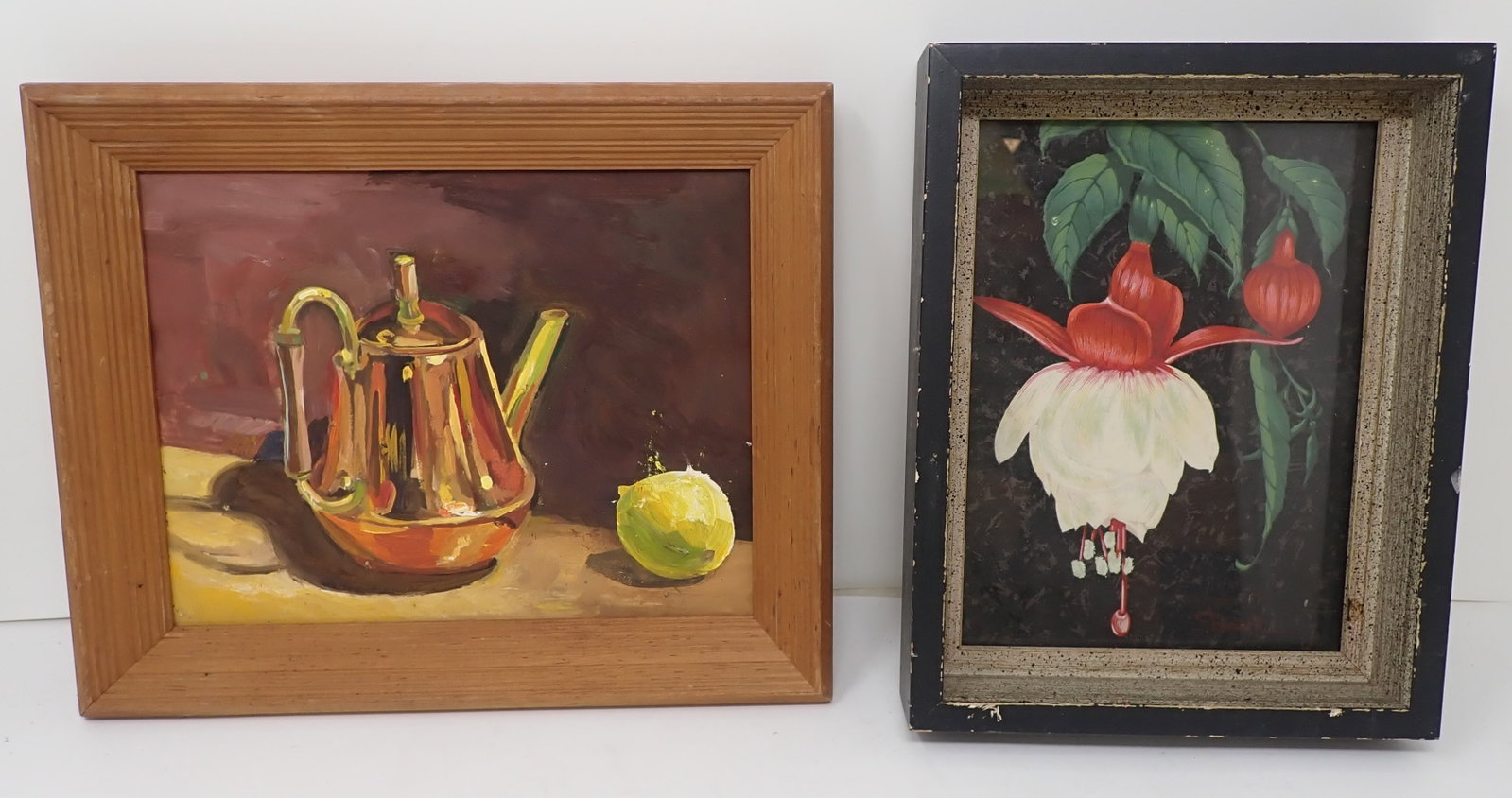 2 Oil Still Life Paintings incl Bunnell: Largest is approx 9" x 10 7/8". Floral one is signed Bunnell . Shipping available