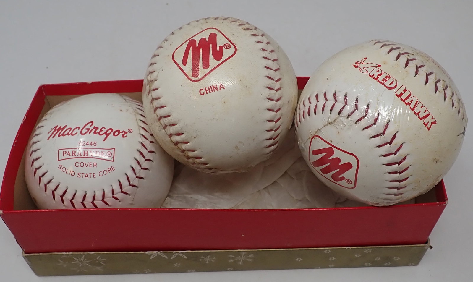 3 NOS Macgregor Parahyde Red Hawk Softballs: Shipping available