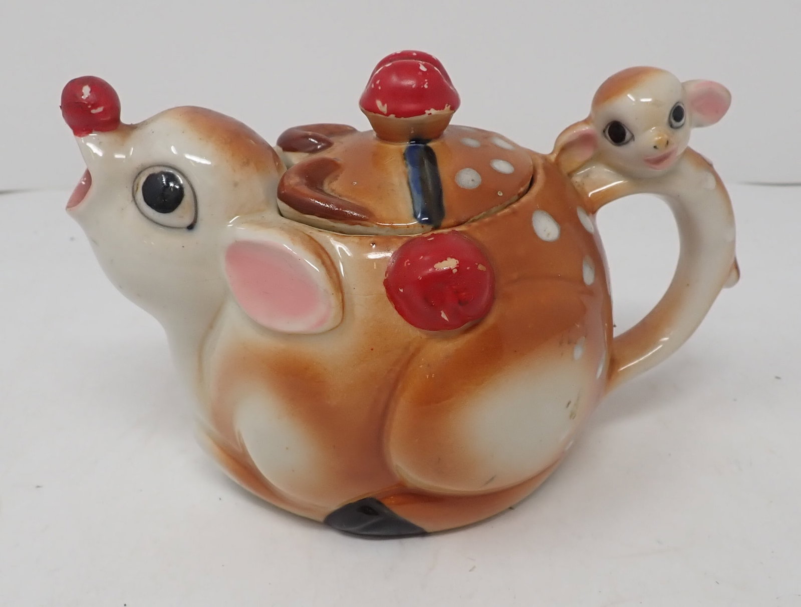 MCM Rudolph Teapot: Approx 4" tall. Shipping available