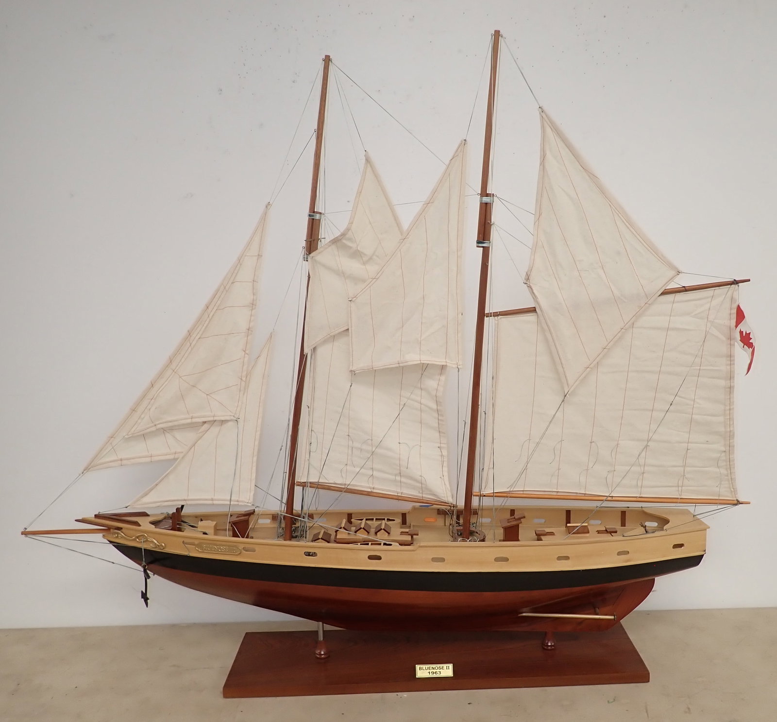 Bluenose II Ship Model: Apprx 8 1/2" x 48" x 40 1/2" tall. NO IN HOUSE SHIPPING!