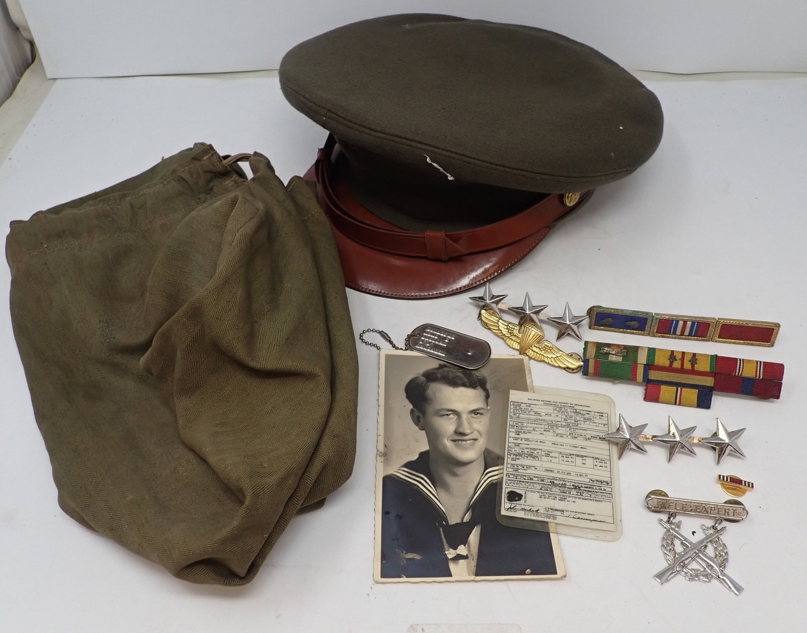 Army Hat , Award Ribbons , Pins , Dog Tags (1 of 5)