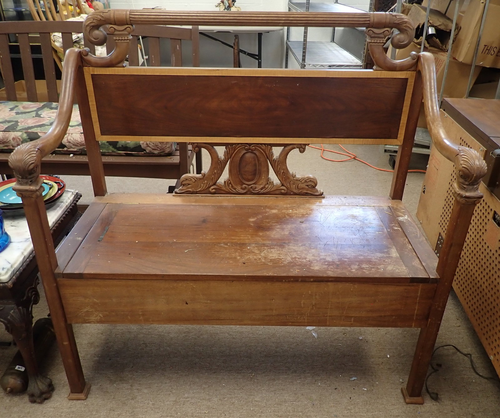 Carved Hall Bench (1 of 8)