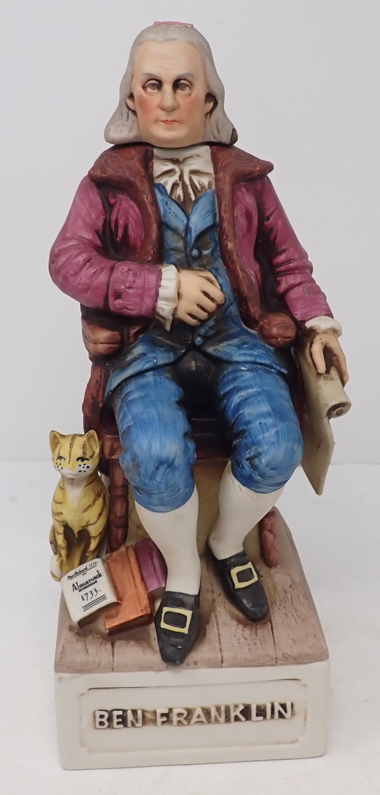 McCormick Ben Franklin Decanter: Approx 11" "tall. If there is any liquor in it , it is to be dumped out before removing. No in house shipping !