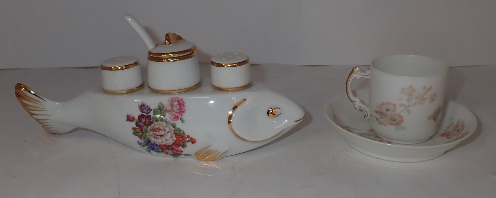 Limoges Fish Condiment Set w/ Cup & Saucer (1 of 4)