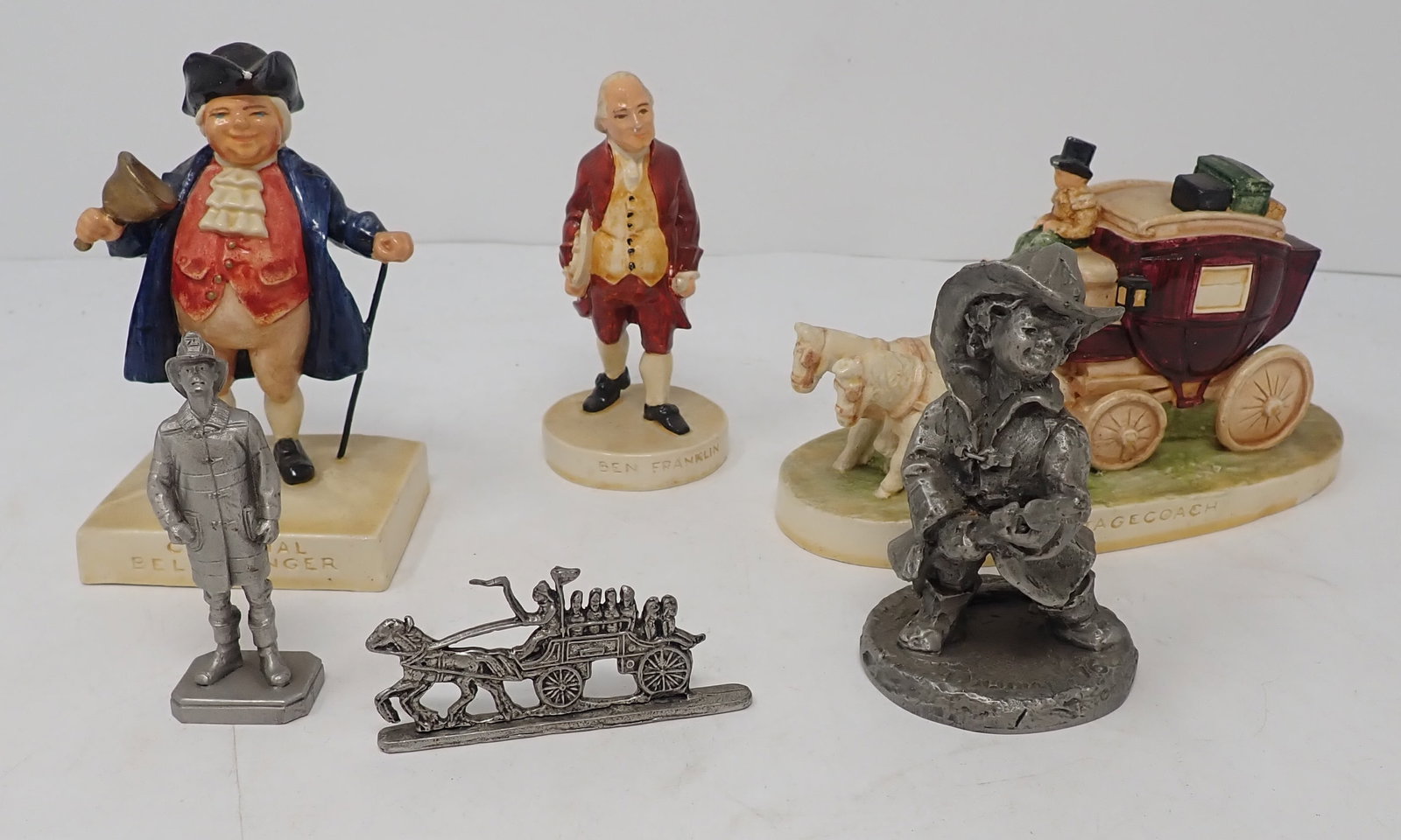 Pewter Firemen & Misc Figurines: Tallest is approx 4" tall. Shipping available