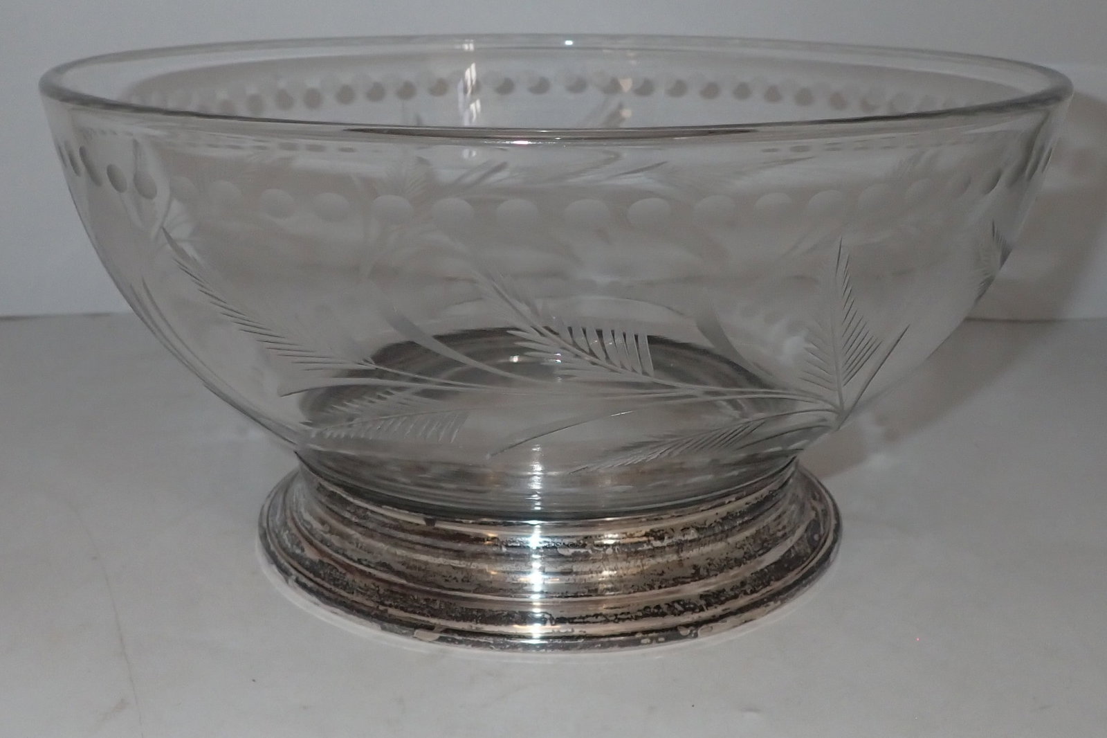 Etched Serving Bowl: Apprx 9 3/4" in diameter and 5" tall. Shipping available