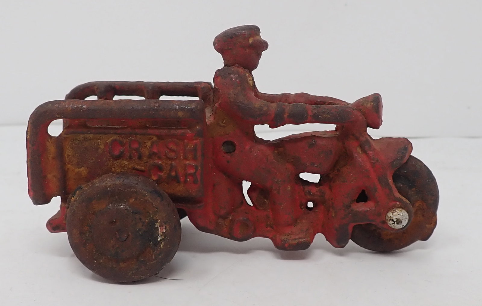 Cast Iron Crash Car: Approx 4 3/4" long. Shipping available